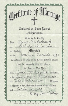 leonida and george marriage certificate, church